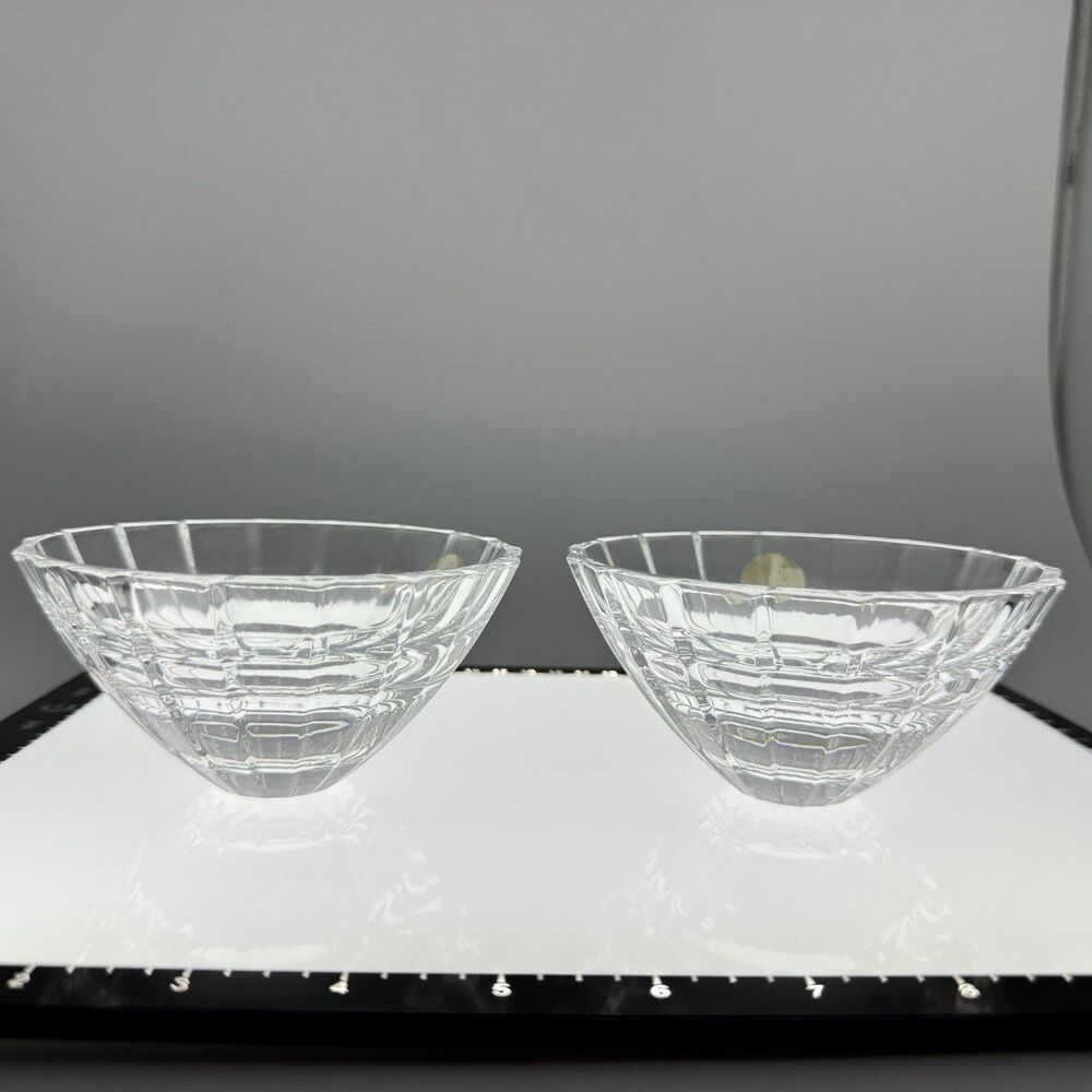 Vtg Paul Sebastian DESIGN Crystal Votive Candleholder Set OG box Made in France